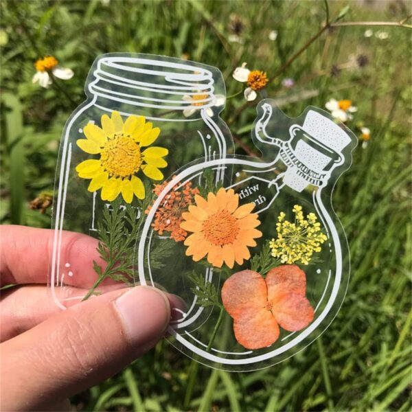 [50-Piece] Flower Storage Clear Bookmark
